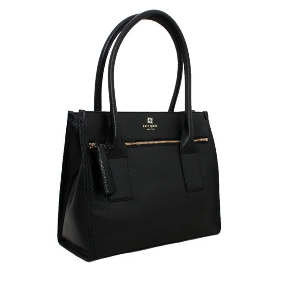 Like New Kate Spade Southport Ave Black Leather Tote Bag Large Purse